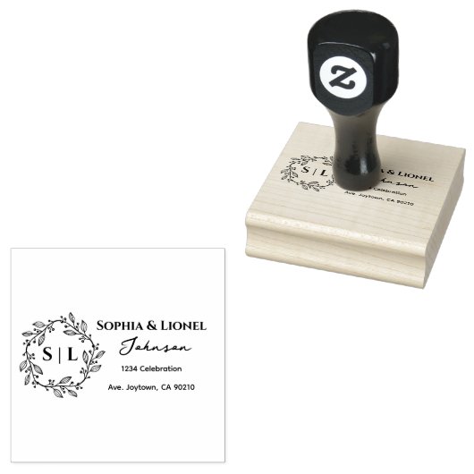 Rustiek Floral krans retouradres Rubberstempel (Gestempeld)