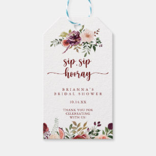 Rustiek Floral Sip Hooray Vrijgezellenfeest Cadeaulabel