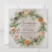 Rustiek Floral vakantie Lijst | Kerstlunch Kaart (Voorkant)