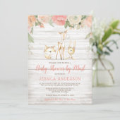Rustiek Floral Woodland Meisje Baby shower per Mai Kaart (Staand voorkant)