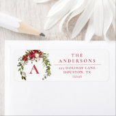 Rustiek Floral Wreath Vakantie retour adres Etiket (Insitu)