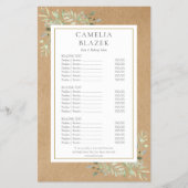 Rustiek Foliage 2 Zijdelings Service Menu Prijslij (Voorkant)