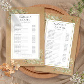 Rustiek Foliage 2 Zijdelings Service Menu Prijslij