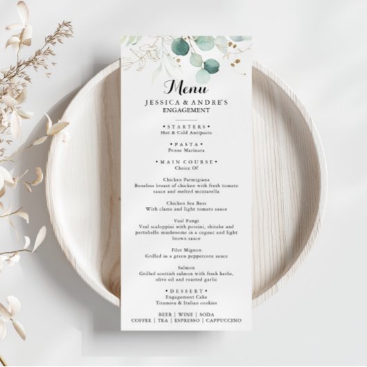 Rustiek Foliage Goud Bloemen Kalligrafie Diner Menu