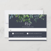 Rustiek Foliage Marine Blauw Bruiloft Voedsel Alle RSVP Kaartje (Voorkant)