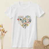 Rustiek Folk Wildflower Bloem Hart T-shirt