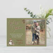 Rustiek Fotoscript Vrolijk Kerstfeest Kaart (Staand voorkant)