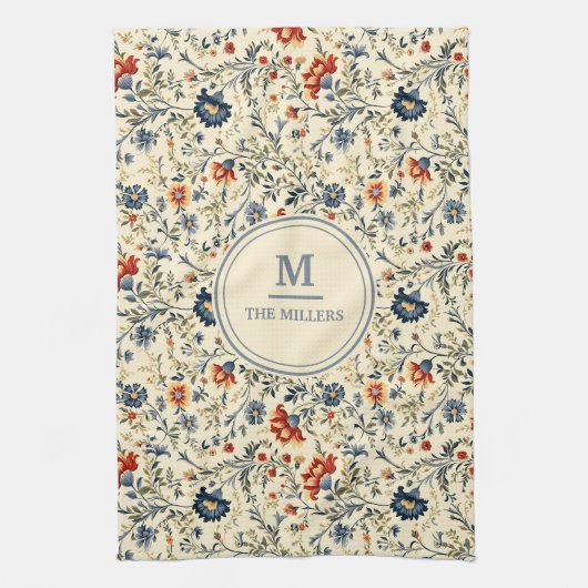 Rustiek Frans land Chic | Aangepaste achternaam Theedoek (Verticaal)