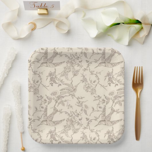 Rustiek Frans Toile Floral Paper Bord (Huwelijk)