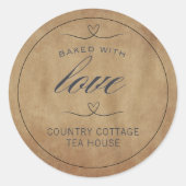 Rustiek gebakken met liefde bakkerij ronde sticker (Voorkant)