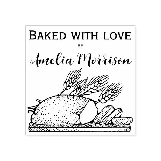 Rustiek Gebakken met Liefde  Brood Custom Rubberstempel (Afrduk)