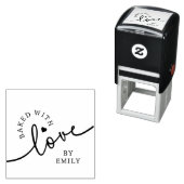 Rustiek Gebakken met Liefde Script Hart Handgemaak Zelfinktende Stempel (In situ)