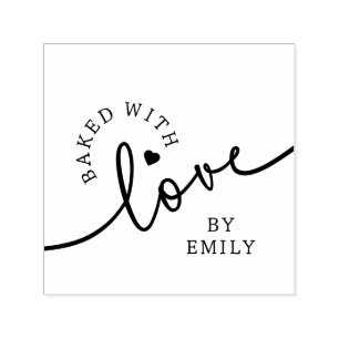 Rustiek Gebakken met Liefde Script Hart Handgemaak Zelfinktende Stempel