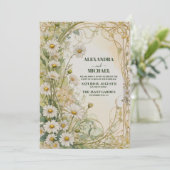 Rustiek Gebied van Daisies Bruiloft Kaart (Staand voorkant)
