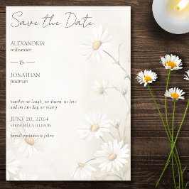 Rustiek Gebied van Daisies Bruiloft Save The Date