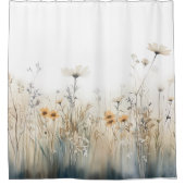 Rustiek Gebied van Wildbloemen Waterverf Douchegordijn (Voorkant)