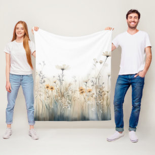 Rustiek Gebied van Wildbloemen Waterverf Fleece Deken