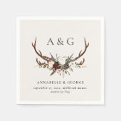 Rustiek gebladerte, bloemen en hert bruiloft detai servet (Voorkant)