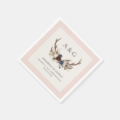 Rustiek gebladerte, bloemenfeest en hert bruiloft servet (Hoek)