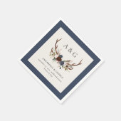 Rustiek gebladerte, bloemenfeest en hert bruiloft servet (Hoek)