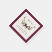 Rustiek gebladerte, bloemenfeest en hert bruiloft servet (Hoek)