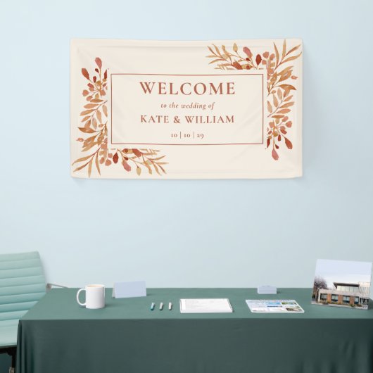 Rustiek gebladerte herfst herfst bruiloft welkom spandoek (Beurs)