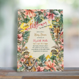 Rustiek gebladerte kleine wilde bloem baby meisje kaart