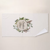 Rustiek gebladerte krijt houten plak badhanddoek (Badhanddoek)