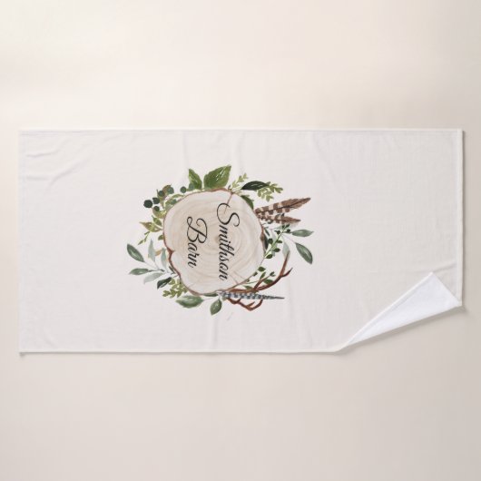 Rustiek gebladerte krijt houten plak badhanddoek (Badhanddoek)