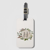 Rustiek gebladerte krijt houten plak bagagelabel (Voorkant (verticaal))