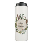 Rustiek gebladerte krijt houten plak thermosbeker (Voorkant)