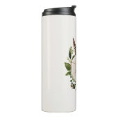 Rustiek gebladerte krijt houten plak thermosbeker (Gedraaid links)