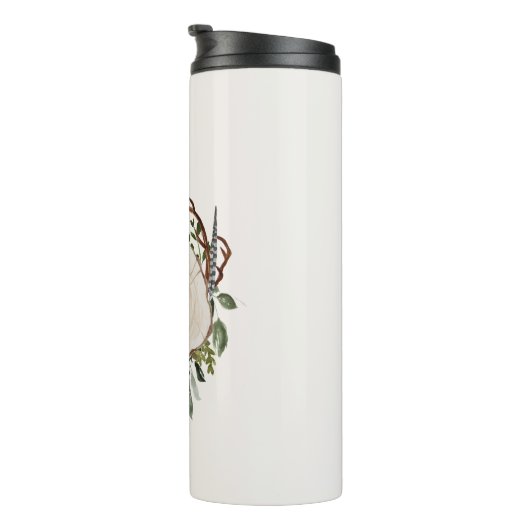 Rustiek gebladerte krijt houten plak thermosbeker (Geroteerd rechts)