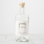 Rustiek gebladerte wit bloemenstadium bladerdak br likeurfles etiket (Voorkant)