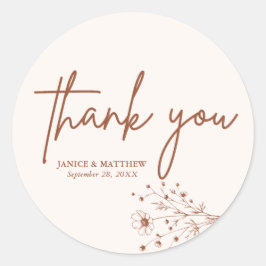 Rustiek gebrand Sinaasappel Elegant Boho Dank u br Ronde Sticker