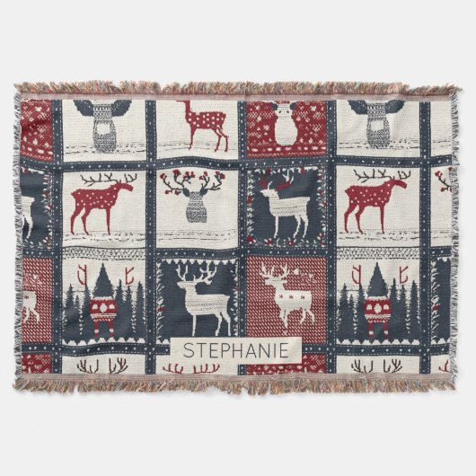Rustiek gebreid patchwork patroon | Noords Deken (Voorkant)