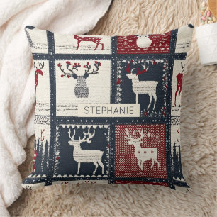 Rustiek gebreid patchwork patroon   Noords Kussen