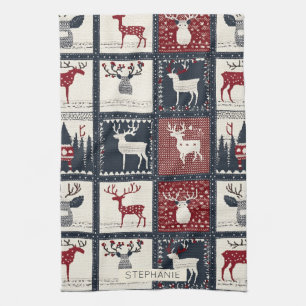 Rustiek gebreid patchwork patroon   Noords Theedoek