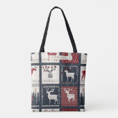 Rustiek gebreid patchwork patroon | Noords Tote Bag (Achterkant)