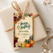 Rustiek gedroogd Sinaasappel en fruitkerst Cadeaulabel