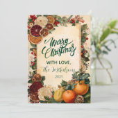 Rustiek gedroogd Sinaasappel en fruitkerst Feestdagenkaart (Staand voorkant)