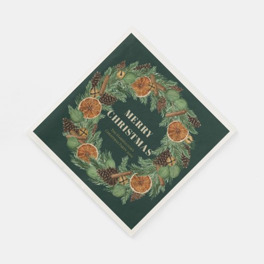 Rustiek gedroogd Sinaasappel Pine Krans Groene Vak Servet (Hoek)