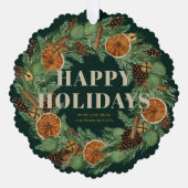 Rustiek gedroogd Sinaasappel Pine Krans Keepsake G Ornament Kaart (Voorkant)