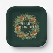 Rustiek gedroogd Sinaasappel Vakantie Pine Krans G Papieren Bordje (Voorkant)