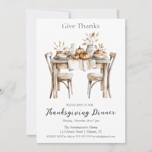 Rustiek Geef Bedankt Diner Kaart (Voorkant)