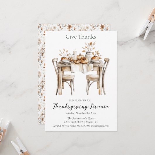 Rustiek Geef Bedankt Diner Kaart (Voorkant / Achterkant in situ)