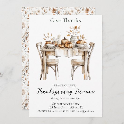 Rustiek Geef Bedankt Diner Kaart (Voorkant / Achterkant)