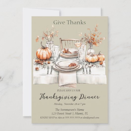 Rustiek Geef Bedankt Diner Kaart (Voorkant)