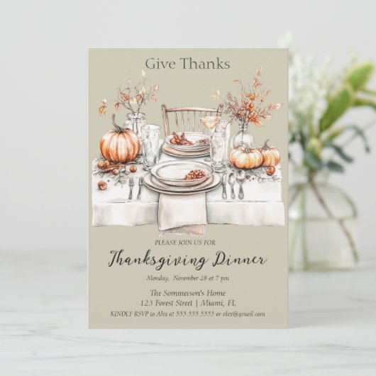 Rustiek Geef Bedankt Diner Kaart (Staand voorkant)