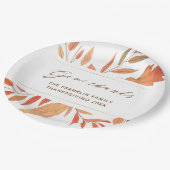 Rustiek Geef Bedankt Herfst bladeren Thanksgiving Papieren Bordje (Gekanteld)